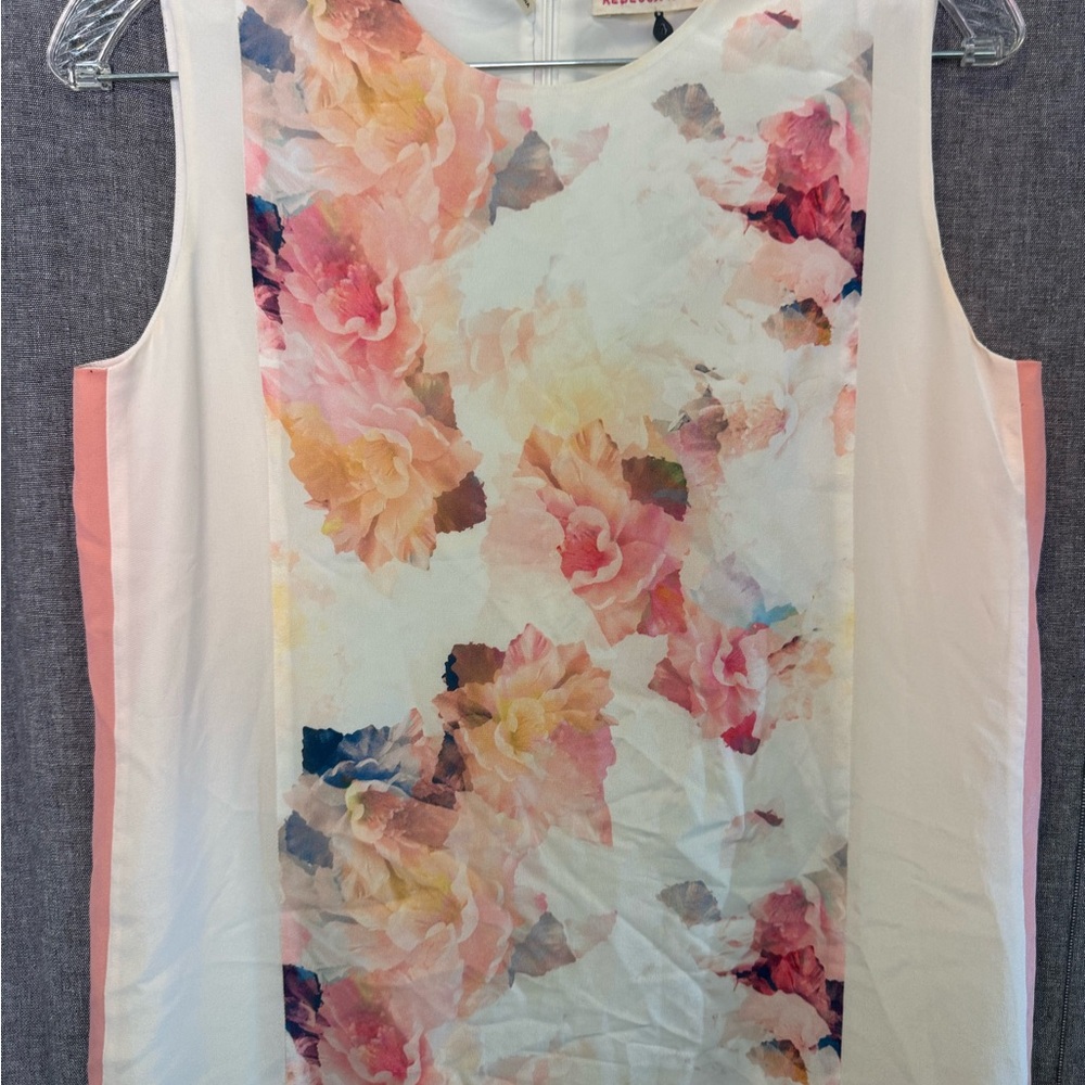 Rebecca Taylor Enchanted Gardens Pink Shift Tank Drop Waist Silk Dress Size 4 - Picture 3 of 9